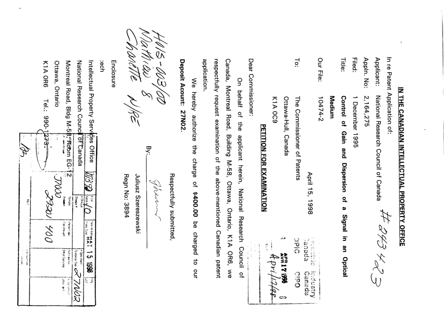 Document de brevet canadien 2164275. Poursuite-Amendment 19980417. Image 1 de 1