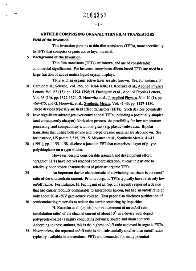 Canadian Patent Document 2164357. Description 19990604. Image 1 of 12