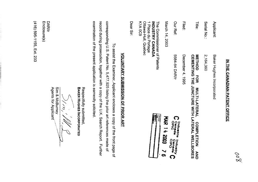 Document de brevet canadien 2164360. Poursuite-Amendment 20021214. Image 1 de 1