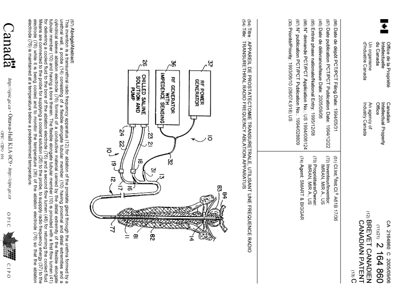 Canadian Patent Document 2164860. Cover Page 20041211. Image 1 of 1