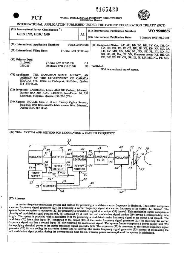 Document de brevet canadien 2165420. Abrégé 19941205. Image 1 de 1