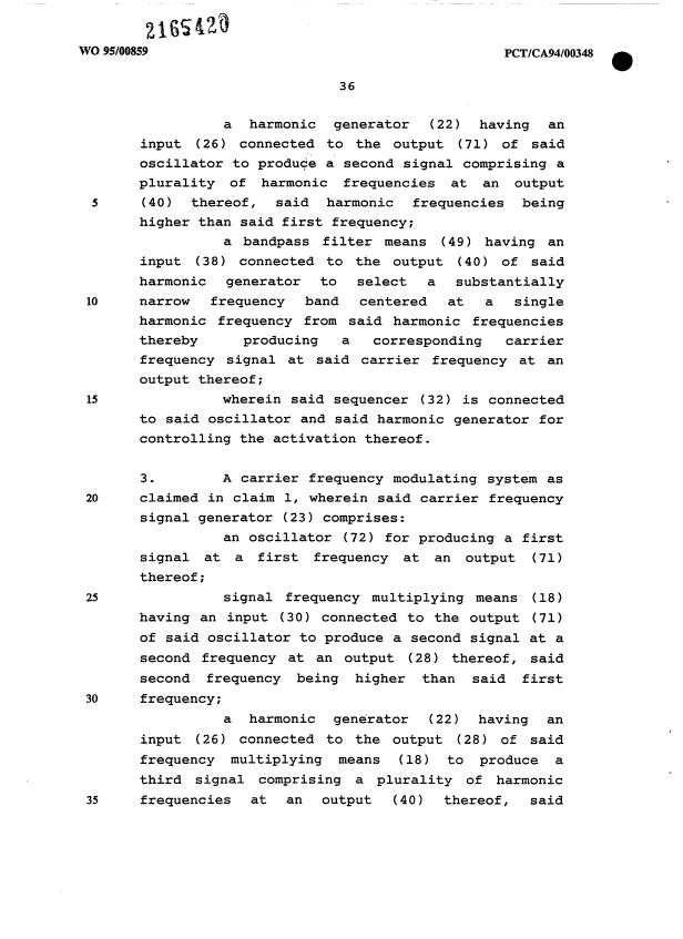 Document de brevet canadien 2165420. Revendications 20011222. Image 2 de 30