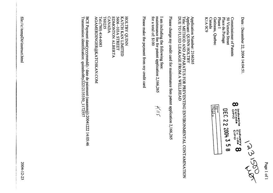 Document de brevet canadien 2166265. Taxes 20031222. Image 1 de 1