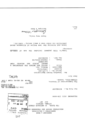 Canadian Patent Document 2167622. Correspondence 19981229. Image 1 of 1