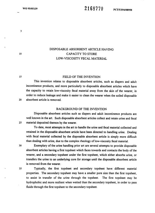 Document de brevet canadien 2168770. Description 19950223. Image 1 de 20