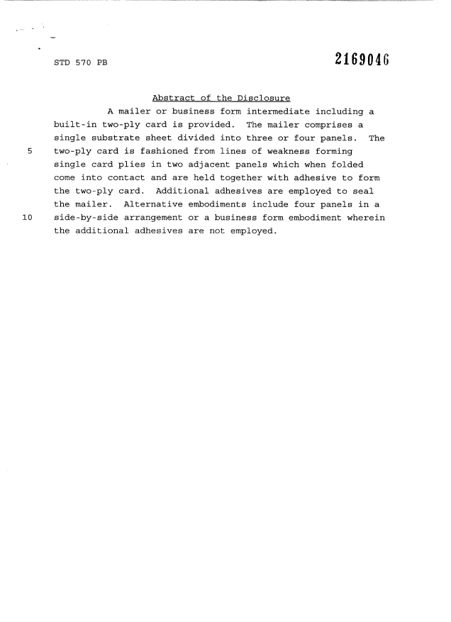Document de brevet canadien 2169046. Abrégé 19960529. Image 1 de 1