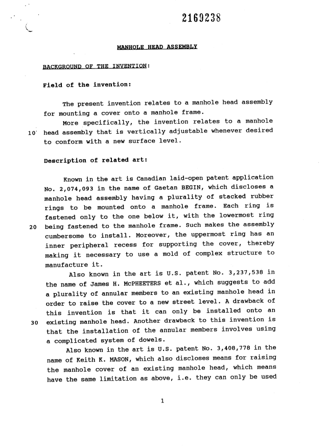 Document de brevet canadien 2169238. Description 19960531. Image 1 de 8
