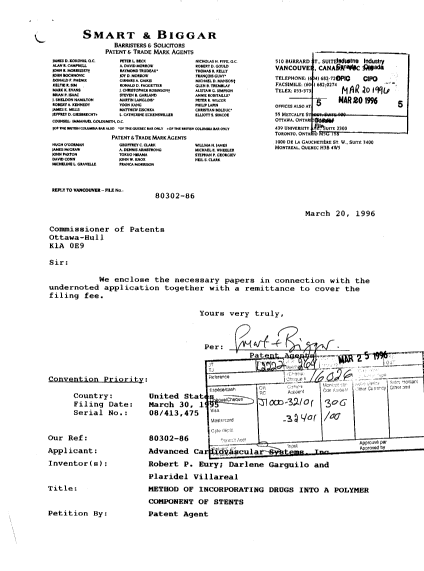 Canadian Patent Document 2172187. Assignment 19951220. Image 1 of 13