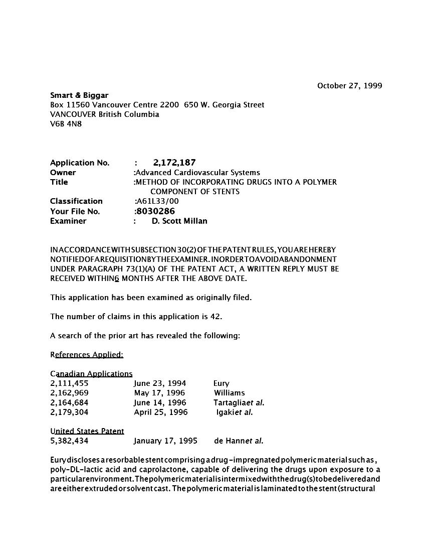 Document de brevet canadien 2172187. Poursuite-Amendment 19981227. Image 1 de 3