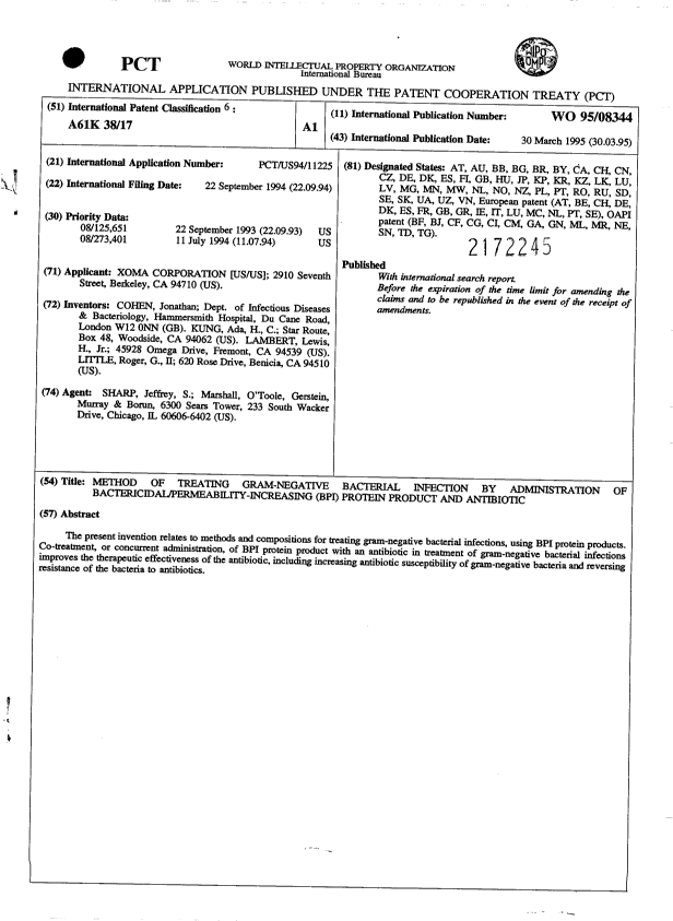 Document de brevet canadien 2172245. Abrégé 19950330. Image 1 de 1
