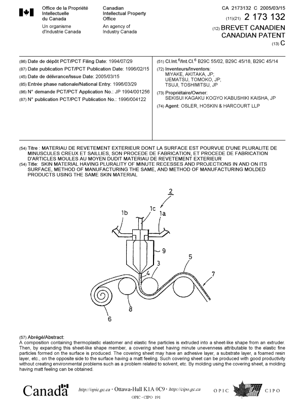 Document de brevet canadien 2173132. Page couverture 20050217. Image 1 de 1