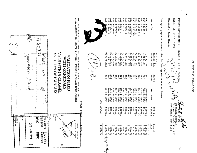 Document de brevet canadien 2175793. Taxes 19960730. Image 1 de 1