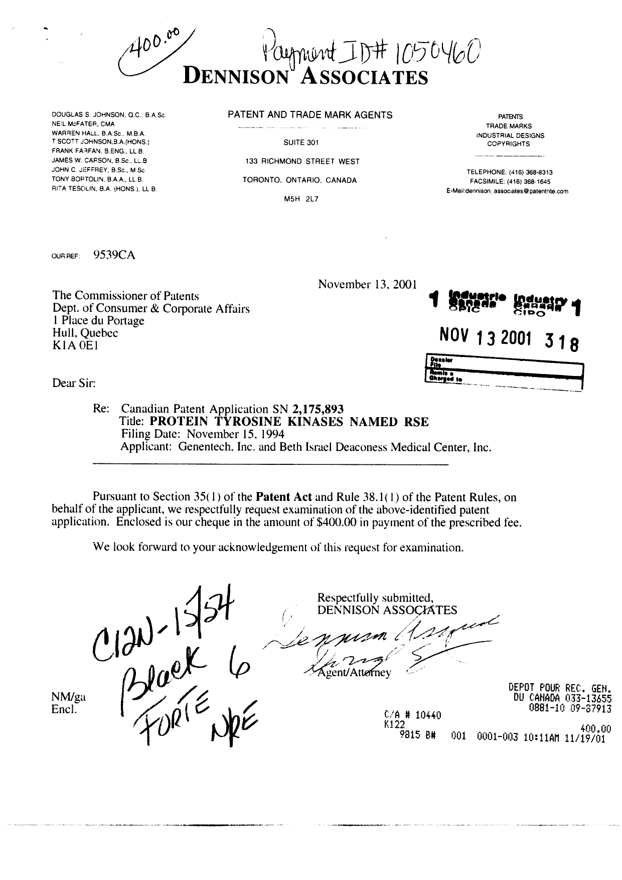 Document de brevet canadien 2175893. Poursuite-Amendment 20001213. Image 1 de 1