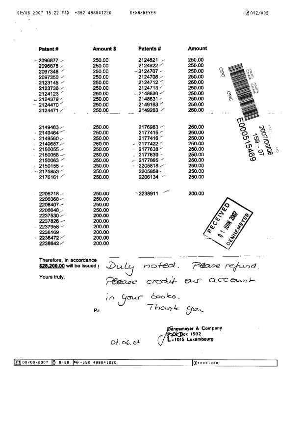 Canadian Patent Document 2177422. Correspondence 20070608. Image 2 of 2
