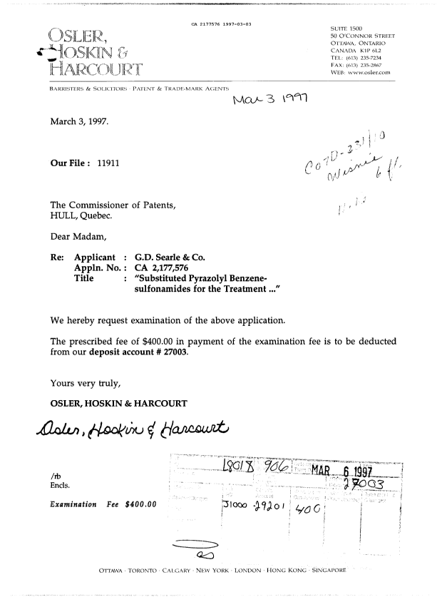 Document de brevet canadien 2177576. Poursuite-Amendment 19961203. Image 1 de 1