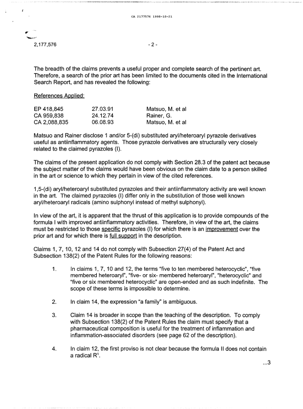 Canadian Patent Document 2177576. Prosecution-Amendment 19971221. Image 2 of 3