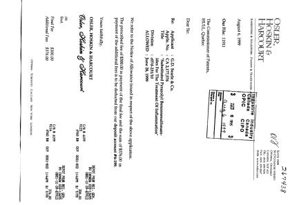 Document de brevet canadien 2177576. Correspondance 19981206. Image 1 de 1