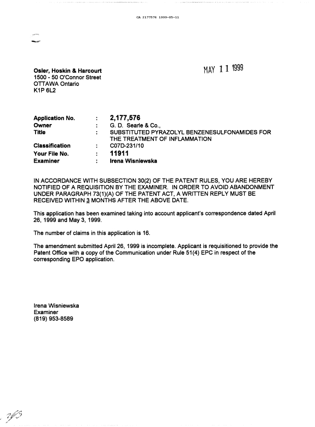 Document de brevet canadien 2177576. Poursuite-Amendment 19981211. Image 1 de 1