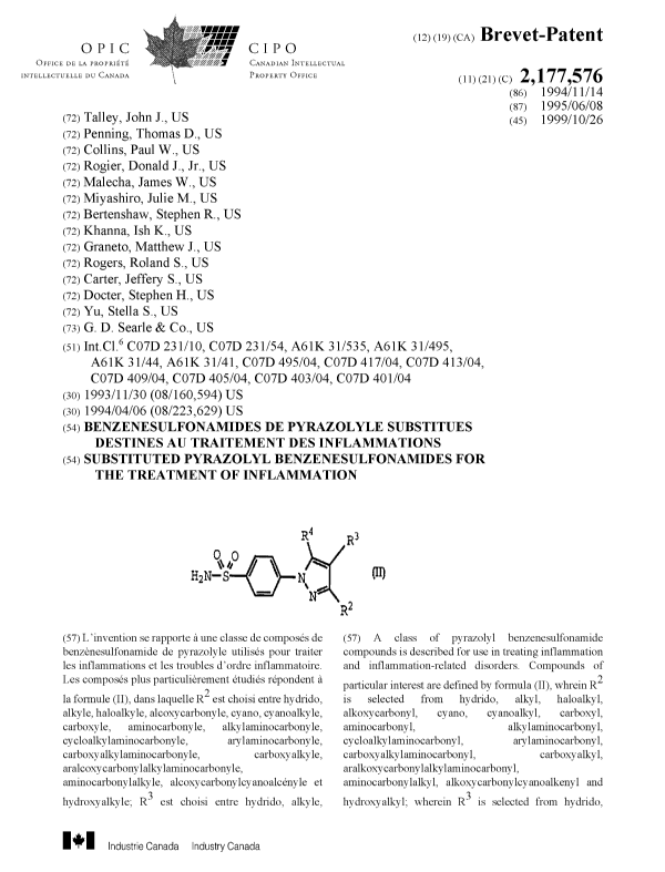Document de brevet canadien 2177576. Page couverture 19991018. Image 1 de 2