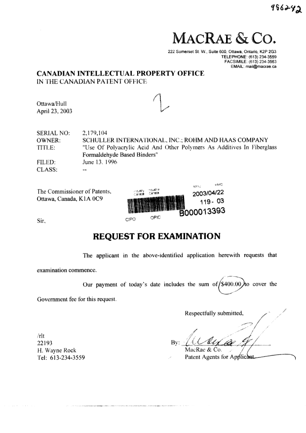 Canadian Patent Document 2179104. Prosecution-Amendment 20021222. Image 1 of 1