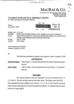 Canadian Patent Document 2179104. Prosecution-Amendment 20041203. Image 1 of 15