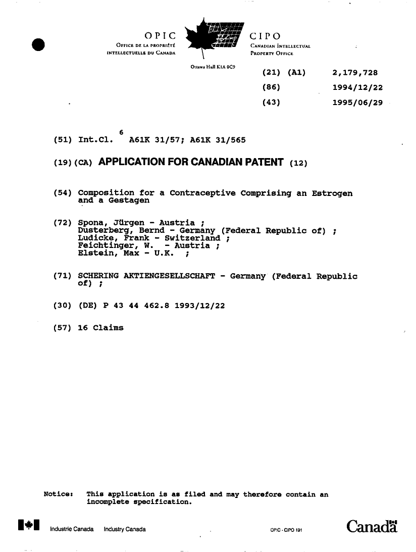 Canadian Patent Document 2179728. Cover Page 19951230. Image 1 of 1