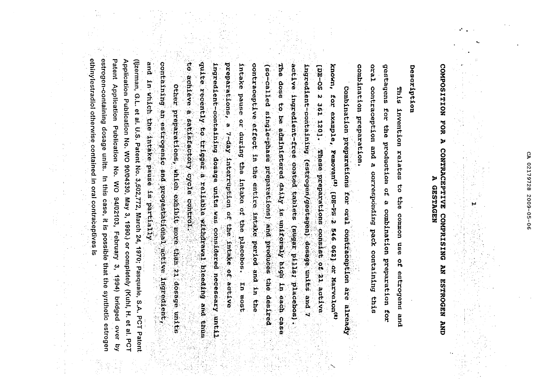 Document de brevet canadien 2179728. Description 20081231. Image 1 de 13