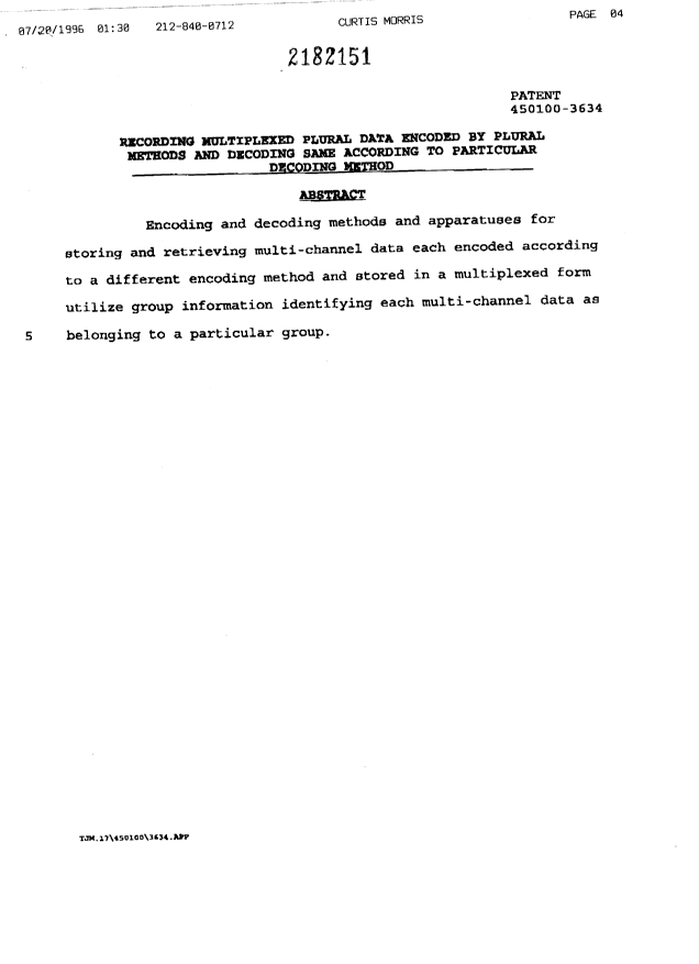Document de brevet canadien 2182151. Abrégé 19961101. Image 1 de 1