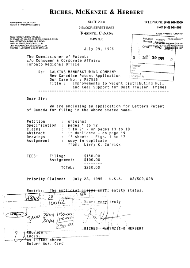 Document de brevet canadien 2182255. Cession 19960729. Image 1 de 15
