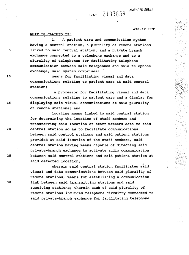 Document de brevet canadien 2183859. Revendications 19950831. Image 1 de 9