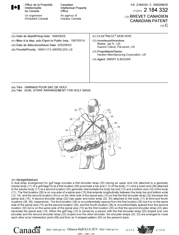 Canadian Patent Document 2184332. Cover Page 20020523. Image 1 of 1