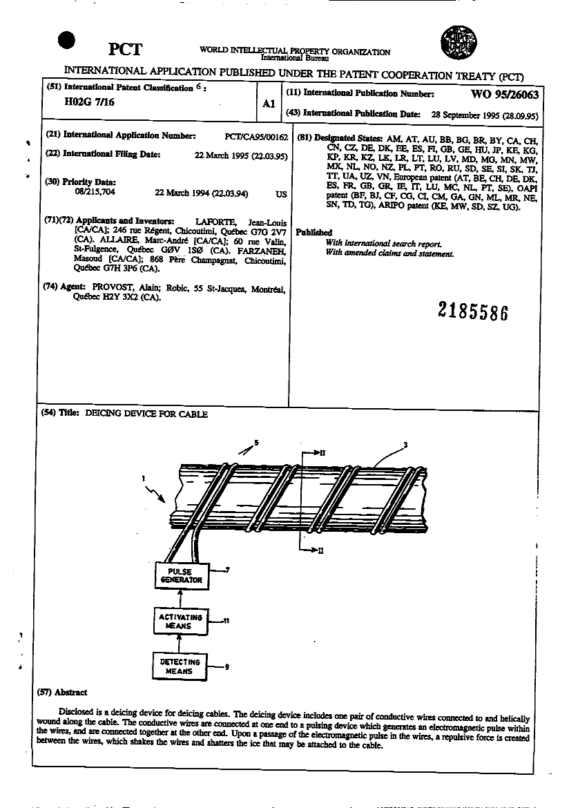 Document de brevet canadien 2185586. Abrégé 19941222. Image 1 de 1