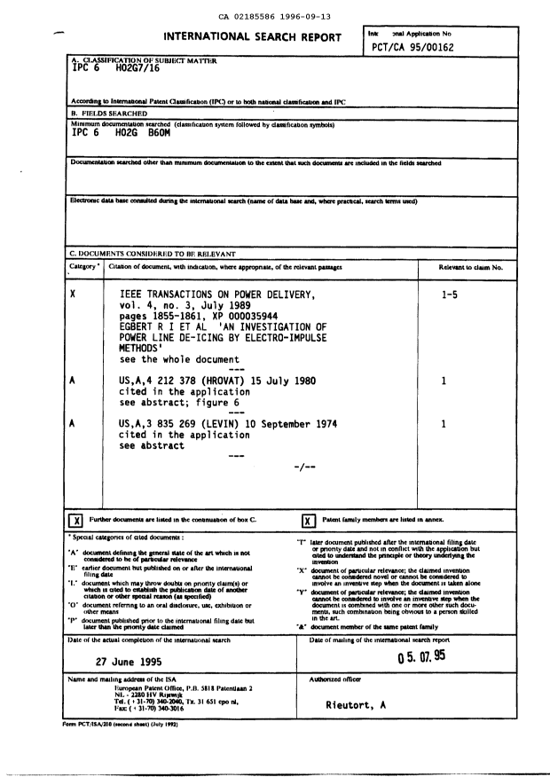 Canadian Patent Document 2185586. PCT 19951213. Image 1 of 23