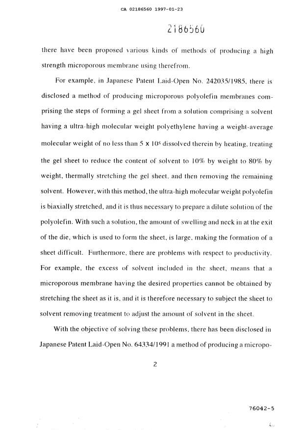 Canadian Patent Document 2186560. Description 19970123. Image 2 of 17