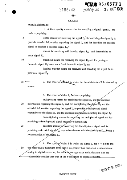 Canadian Patent Document 2186748. Correspondence 19961212. Image 1 of 4