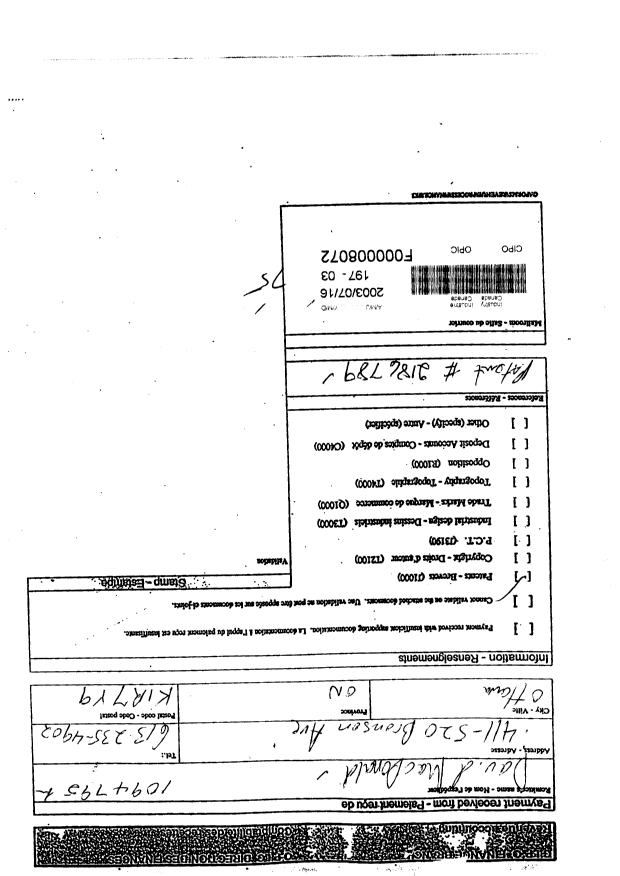Document de brevet canadien 2186789. Taxes 20021216. Image 1 de 1