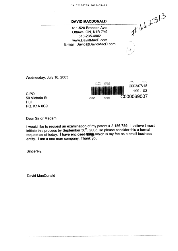 Canadian Patent Document 2186789. Prosecution-Amendment 20021218. Image 1 of 1