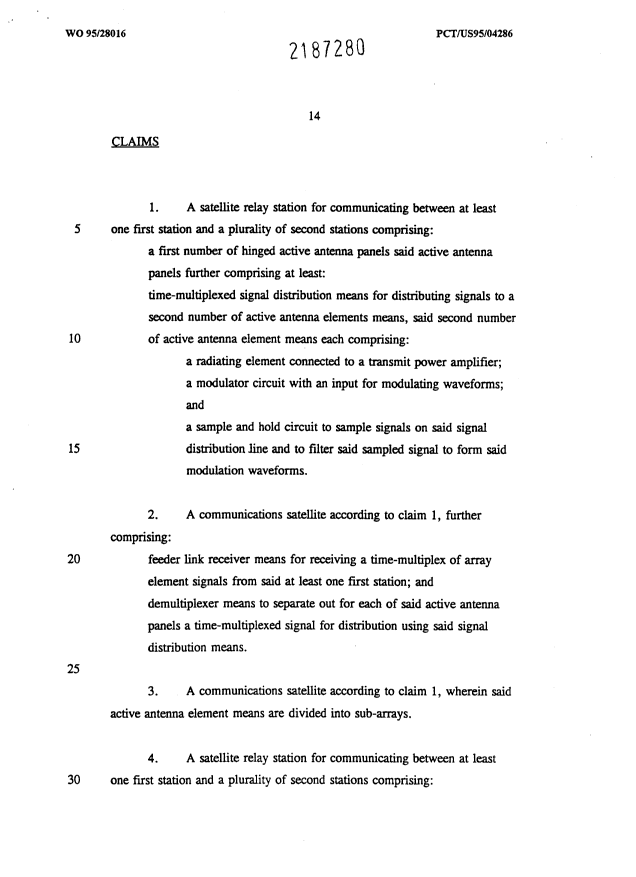 Document de brevet canadien 2187280. Revendications 19950407. Image 1 de 3