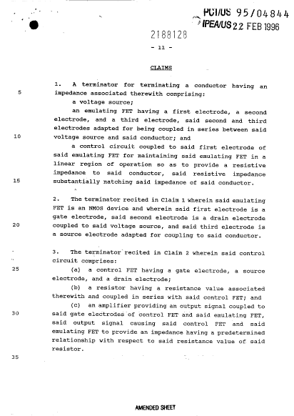 Document de brevet canadien 2188128. Revendications 19970612. Image 1 de 4
