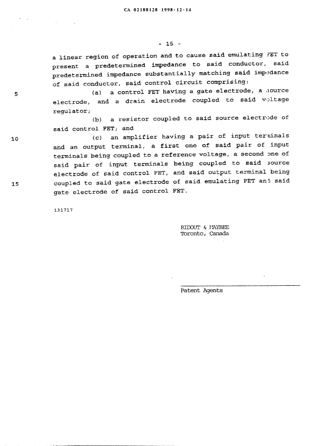 Document de brevet canadien 2188128. Revendications 19981214. Image 5 de 5