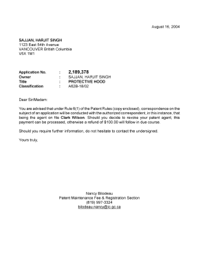 Document de brevet canadien 2189378. Correspondance 20031216. Image 1 de 1