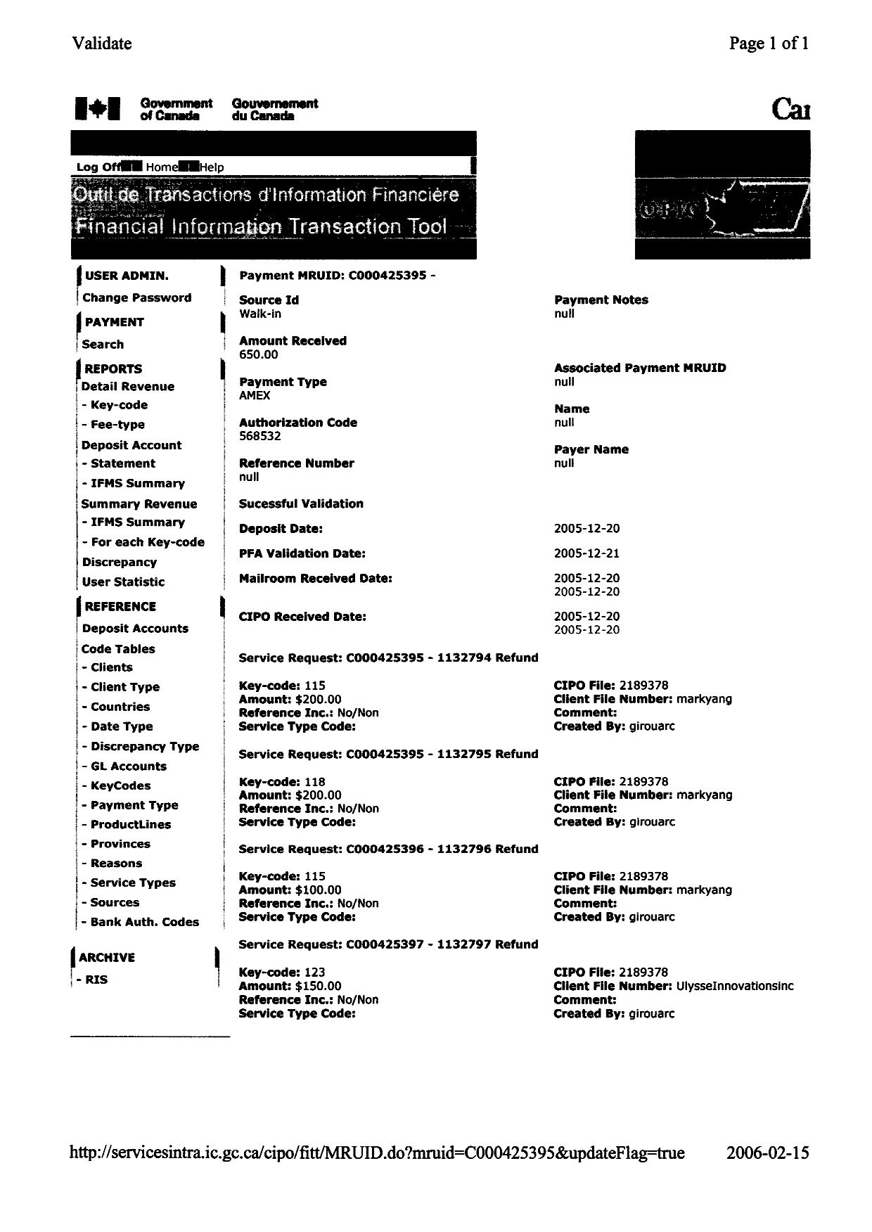 Document de brevet canadien 2189378. Correspondance 20041220. Image 2 de 2