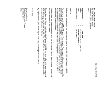 Document de brevet canadien 2189378. Correspondance 20041224. Image 1 de 1