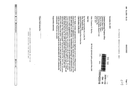 Document de brevet canadien 2189378. Poursuite-Amendment 20041230. Image 1 de 1