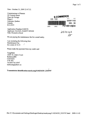 Document de brevet canadien 2189378. Taxes 20081202. Image 1 de 1