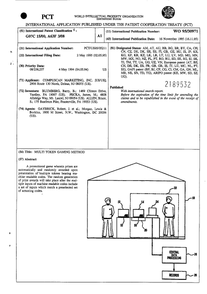 Document de brevet canadien 2189532. Abrégé 19951116. Image 1 de 1