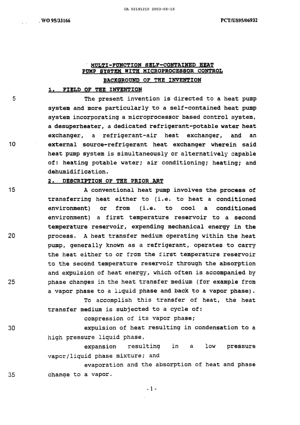 Canadian Patent Document 2191210. Description 20040510. Image 1 of 30