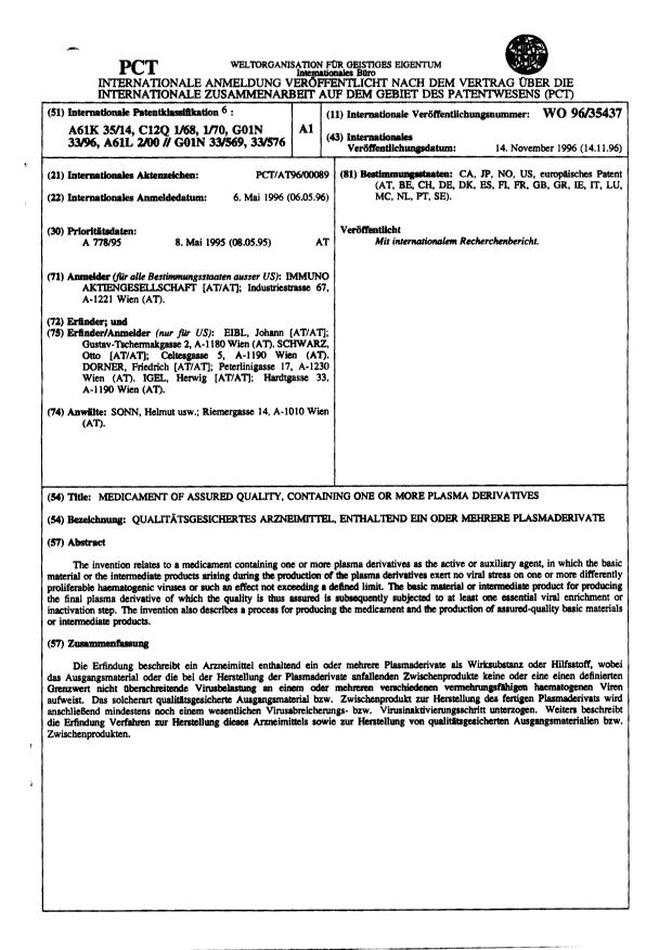 Canadian Patent Document 2191475. PCT 19961127. Image 1 of 66