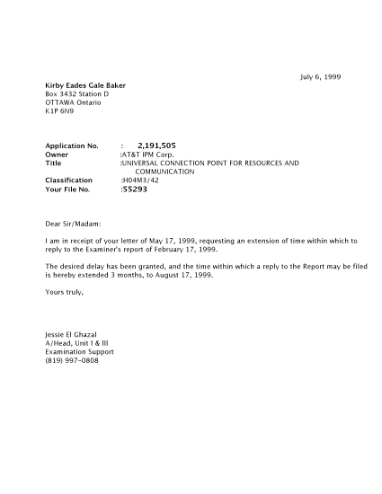 Canadian Patent Document 2191505. Correspondence 19981206. Image 1 of 1