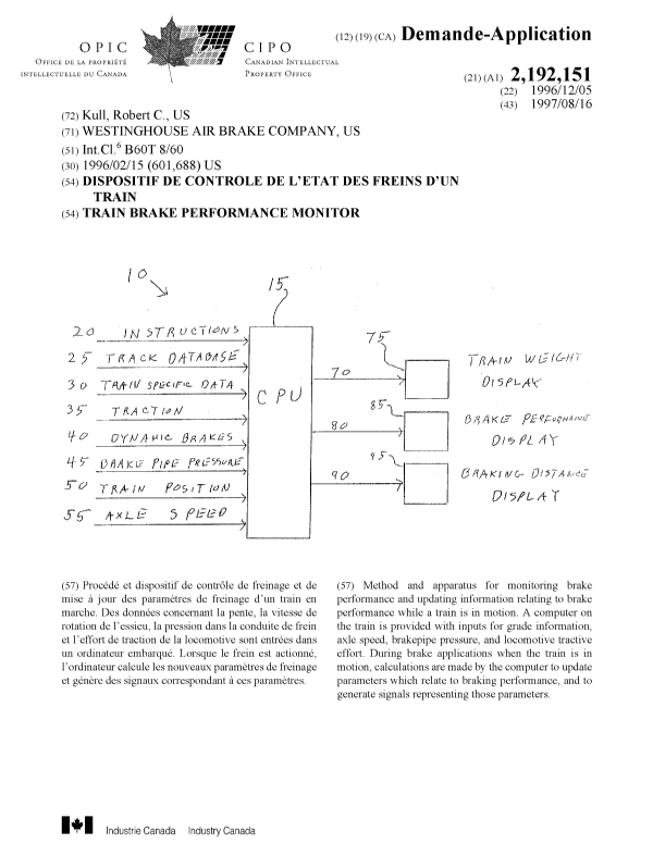 Document de brevet canadien 2192151. Page couverture 19980825. Image 1 de 1